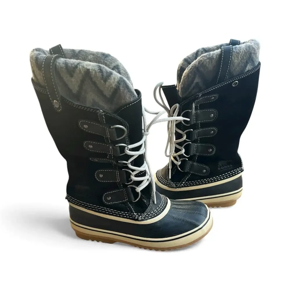Sorel Joan of Arc Knit II Black and Gray Boots size 8